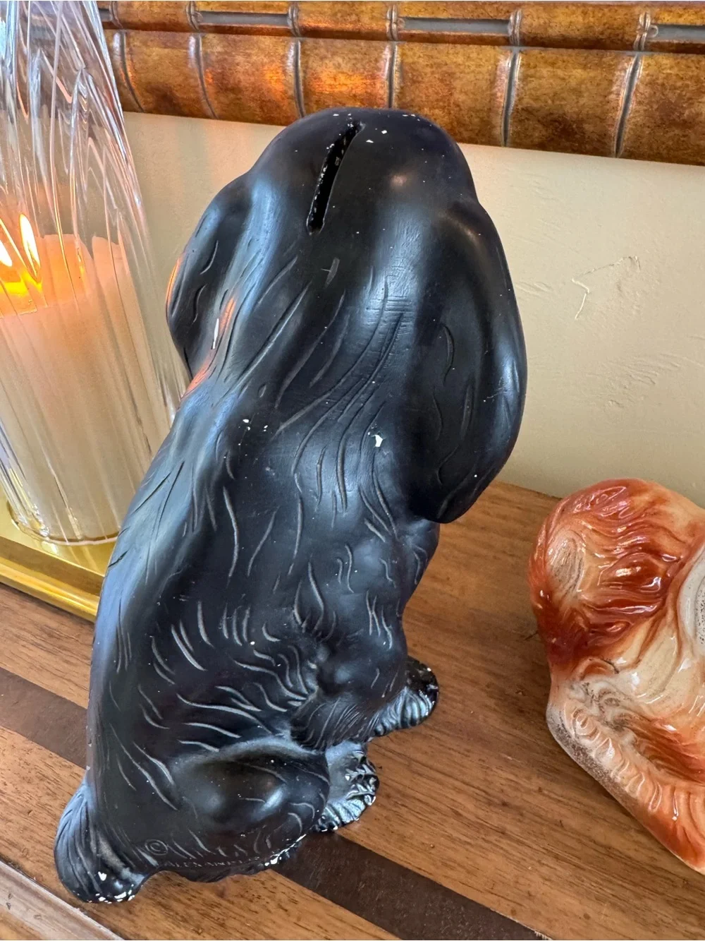 10” tall Black vintage Stafford Decorative Dog Figurine - Classic Pet Decor
